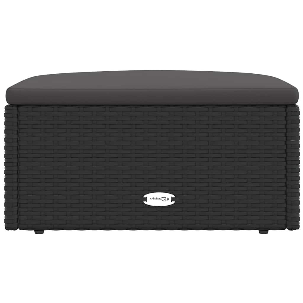 Voetensteun met kussen poly rattan zwart is nu te koop bij PeponiXL, paradijselijk wonen!