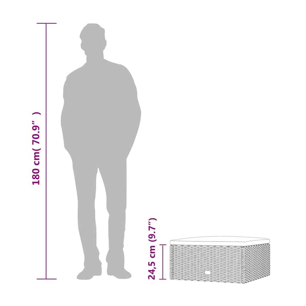Voetensteun met kussen poly rattan zwart is nu te koop bij PeponiXL, paradijselijk wonen!