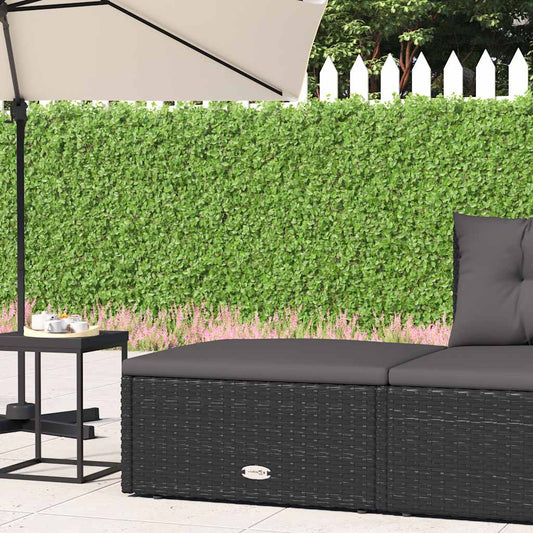 Voetensteun met kussen poly rattan zwart is nu te koop bij PeponiXL, paradijselijk wonen!