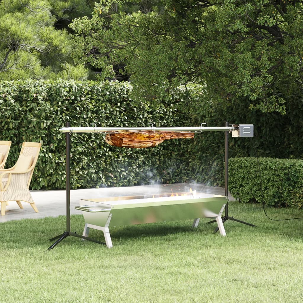 Automatische barbecue met motor 150x46,5x82,5 cm roestvrijstaal is nu te koop bij PeponiXL, paradijselijk wonen!