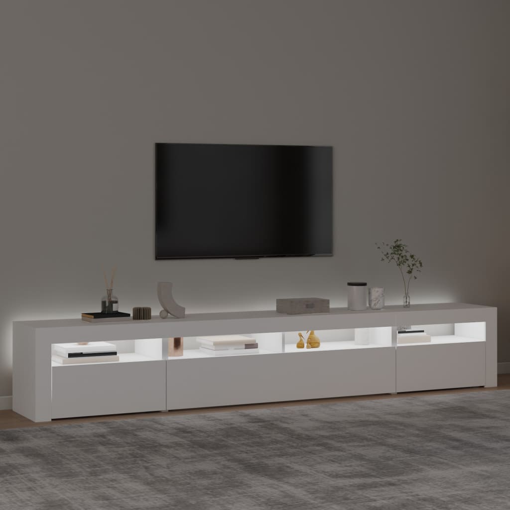 Tv-meubel met LED-verlichting 240x35x40 cm wit is nu te koop bij PeponiXL, paradijselijk wonen!