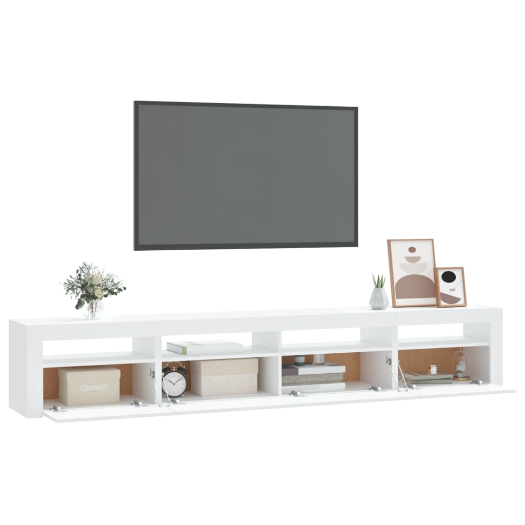 Tv-meubel met LED-verlichting 240x35x40 cm wit is nu te koop bij PeponiXL, paradijselijk wonen!