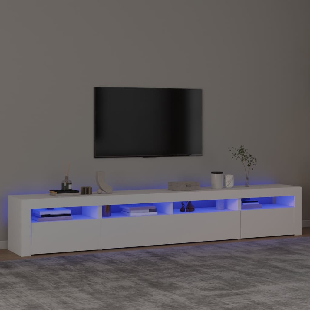 Tv-meubel met LED-verlichting 240x35x40 cm wit is nu te koop bij PeponiXL, paradijselijk wonen!