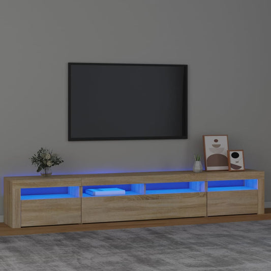 Tv-meubel met LED-verlichting 240x35x40 cm sonoma eikenkleurig is nu te koop bij PeponiXL, paradijselijk wonen!