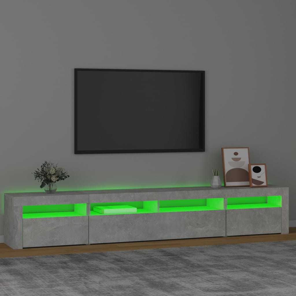 Tv-meubel met LED-verlichting 240x35x40 cm betongrijs is nu te koop bij PeponiXL, paradijselijk wonen!