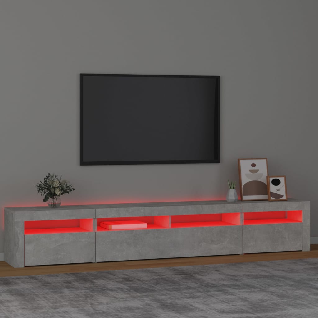Tv-meubel met LED-verlichting 240x35x40 cm betongrijs is nu te koop bij PeponiXL, paradijselijk wonen!