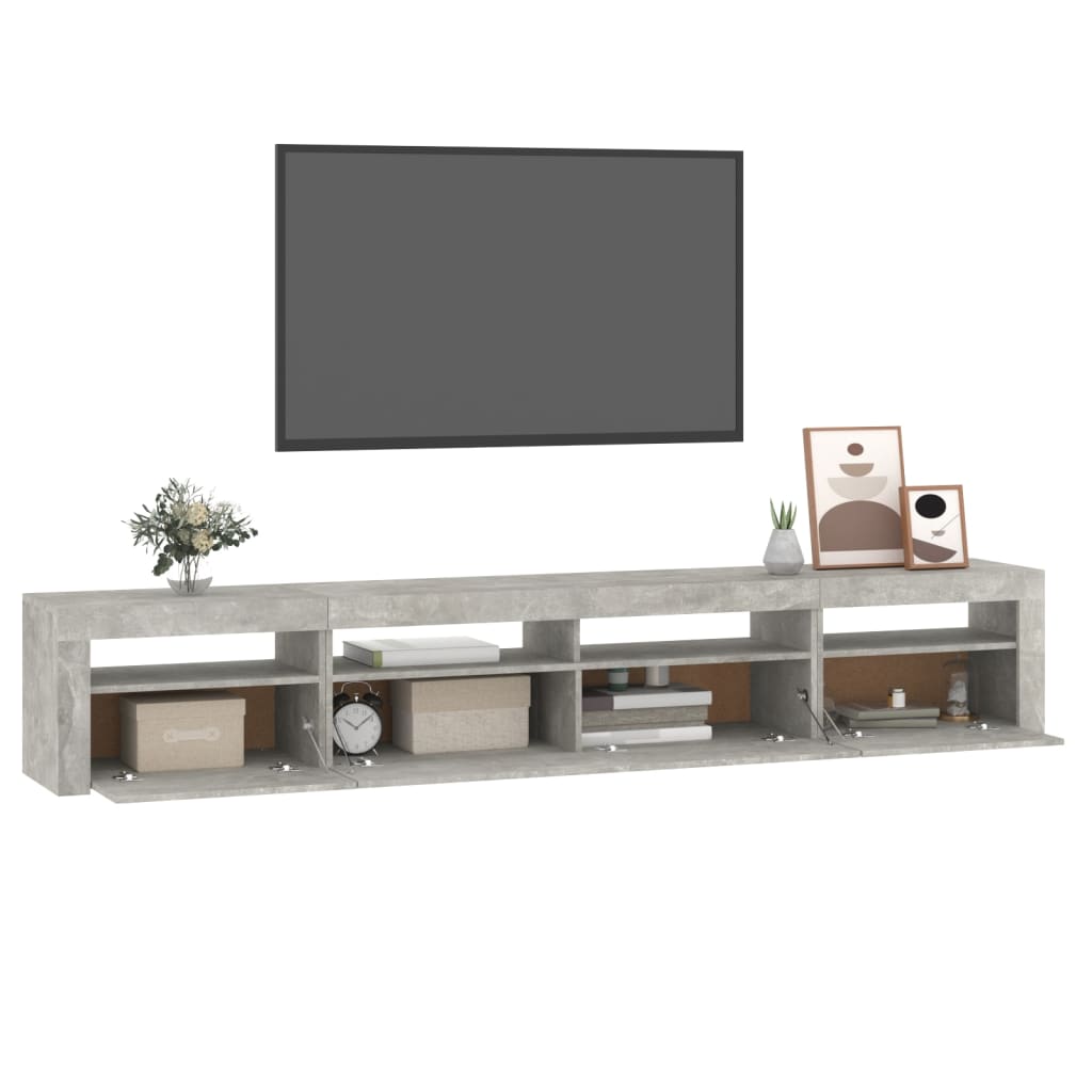 Tv-meubel met LED-verlichting 240x35x40 cm betongrijs is nu te koop bij PeponiXL, paradijselijk wonen!