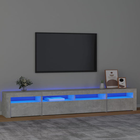 Tv-meubel met LED-verlichting 240x35x40 cm betongrijs is nu te koop bij PeponiXL, paradijselijk wonen!