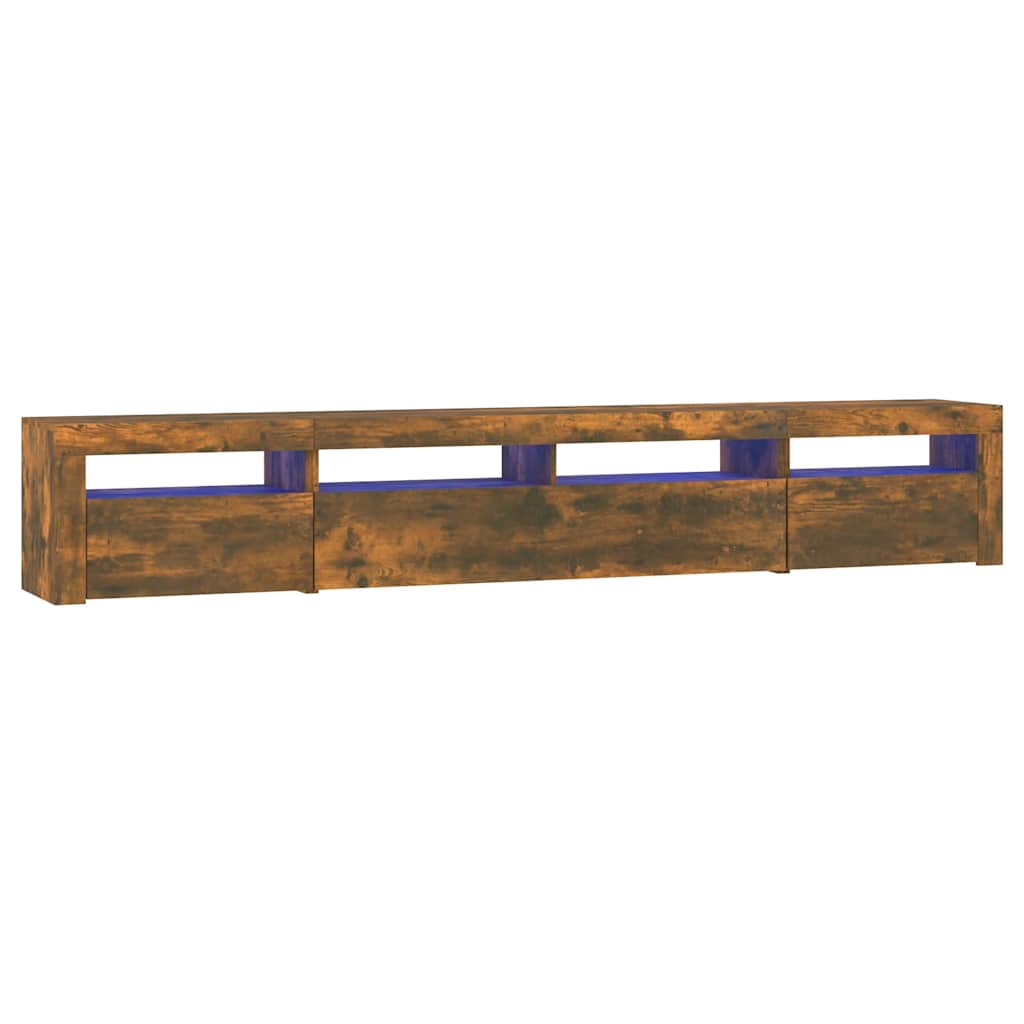 Tv-meubel met LED-verlichting 240x35x40 cm gerookt eikenkleurig is nu te koop bij PeponiXL, paradijselijk wonen!