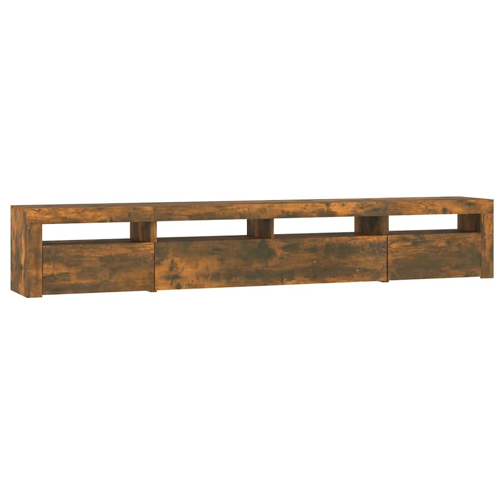 Tv-meubel met LED-verlichting 240x35x40 cm gerookt eikenkleurig is nu te koop bij PeponiXL, paradijselijk wonen!