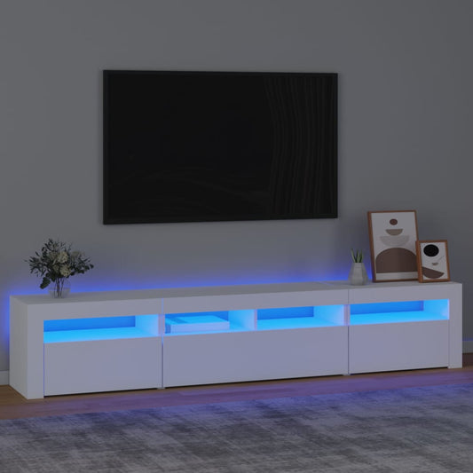 Tv-meubel met LED-verlichting 210x35x40 cm wit is nu te koop bij PeponiXL, paradijselijk wonen!