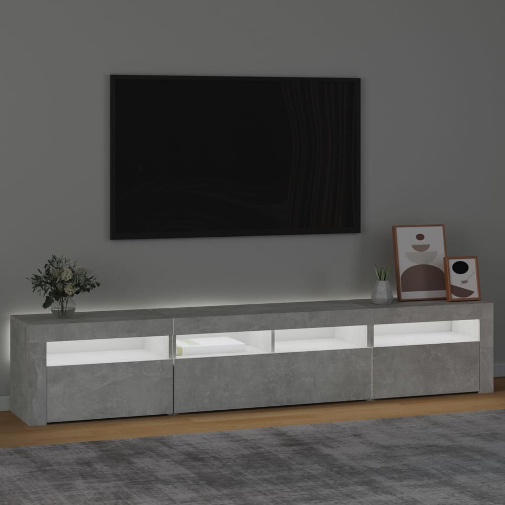 Tv-meubel met LED-verlichting 210x35x40 cm betongrijs is nu te koop bij PeponiXL, paradijselijk wonen!