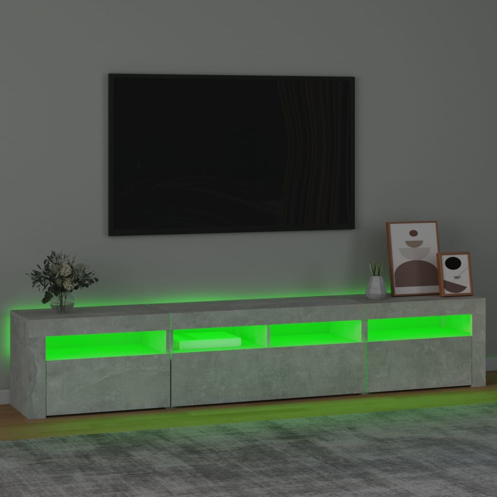 Tv-meubel met LED-verlichting 210x35x40 cm betongrijs is nu te koop bij PeponiXL, paradijselijk wonen!