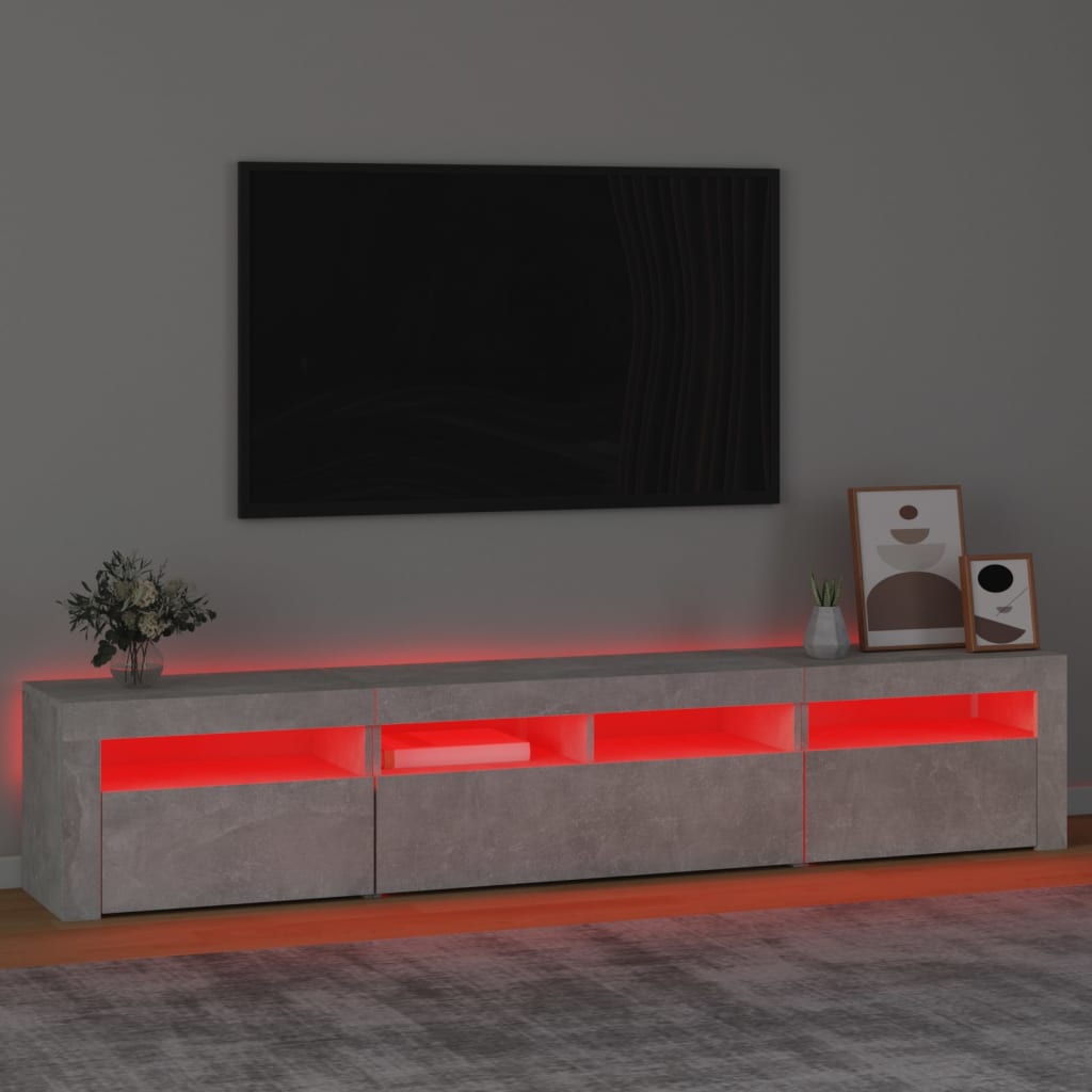 Tv-meubel met LED-verlichting 210x35x40 cm betongrijs is nu te koop bij PeponiXL, paradijselijk wonen!