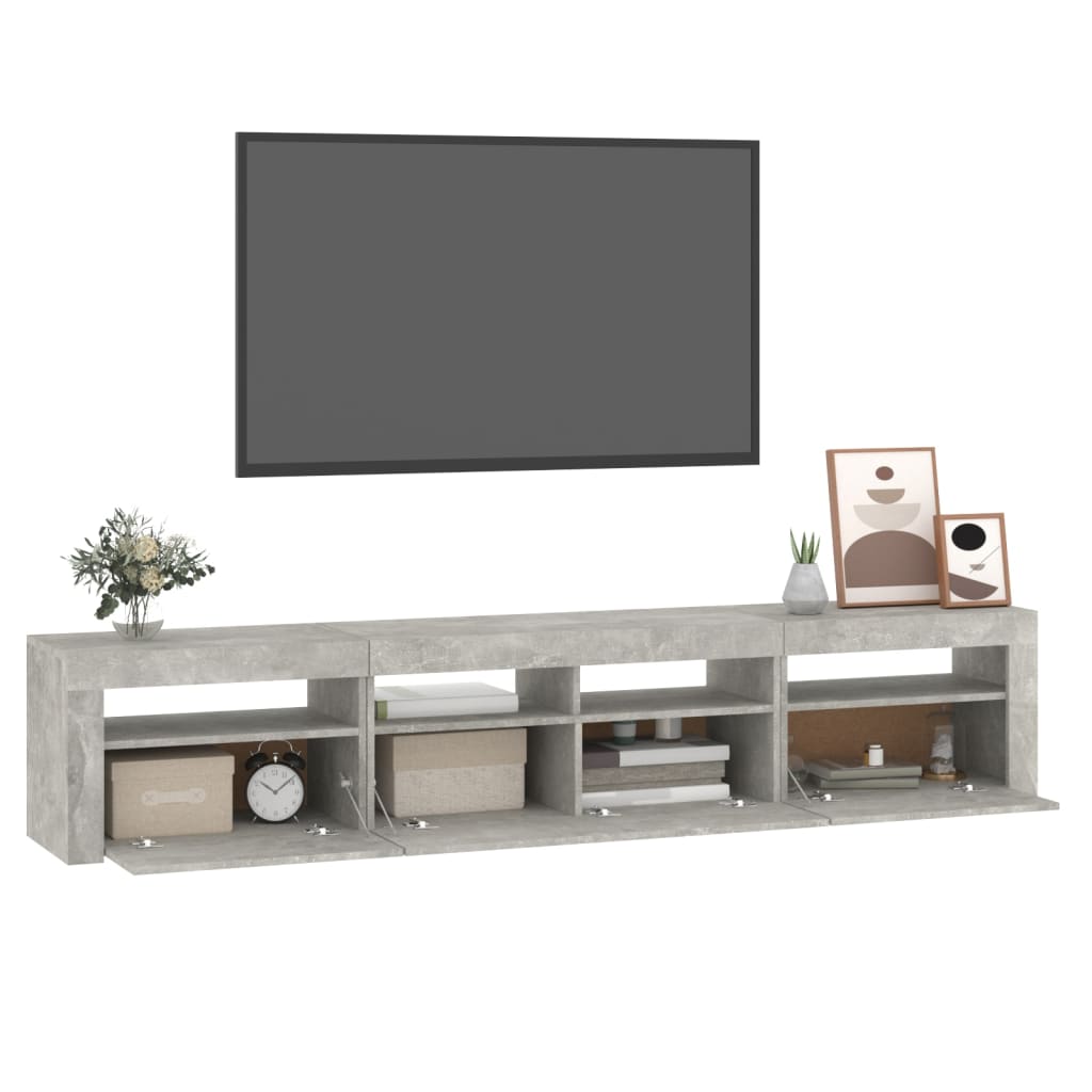 Tv-meubel met LED-verlichting 210x35x40 cm betongrijs is nu te koop bij PeponiXL, paradijselijk wonen!