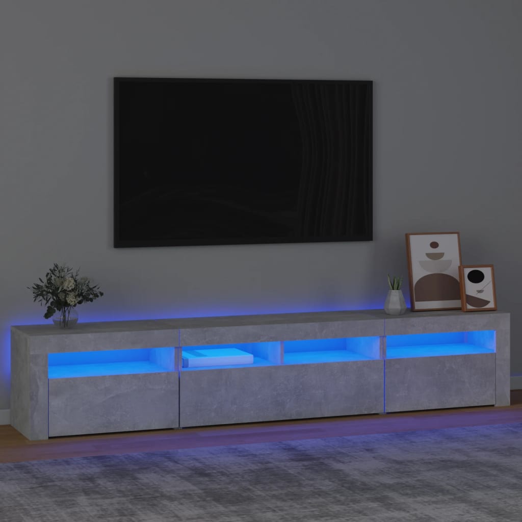 Tv-meubel met LED-verlichting 210x35x40 cm betongrijs is nu te koop bij PeponiXL, paradijselijk wonen!