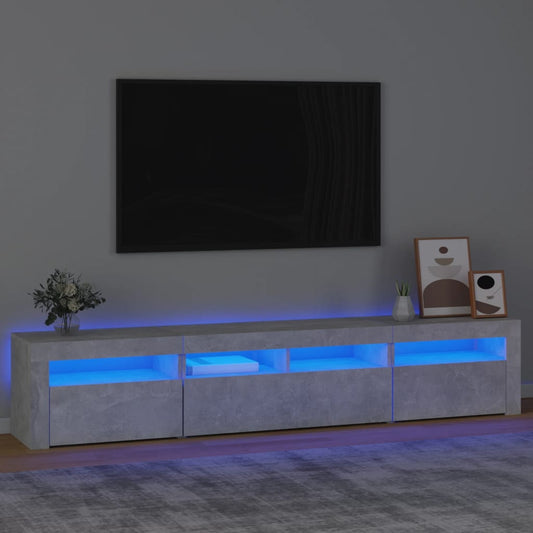 Tv-meubel met LED-verlichting 210x35x40 cm betongrijs is nu te koop bij PeponiXL, paradijselijk wonen!
