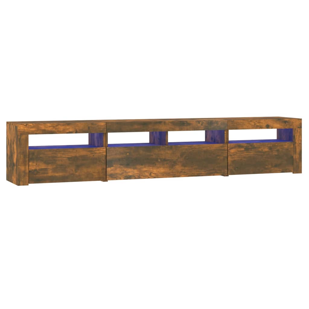 Tv-meubel met LED-verlichting 210x35x40 cm gerookt eikenkleurig is nu te koop bij PeponiXL, paradijselijk wonen!