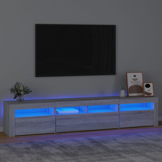 Tv-meubel met LED-verlichting 210x35x40 cm grijs sonoma eiken is nu te koop bij PeponiXL, paradijselijk wonen!