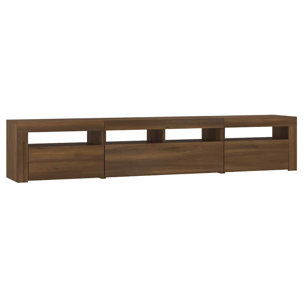 Tv-meubel met LED-verlichting 210x35x40 cm bruin eikenkleur is nu te koop bij PeponiXL, paradijselijk wonen!