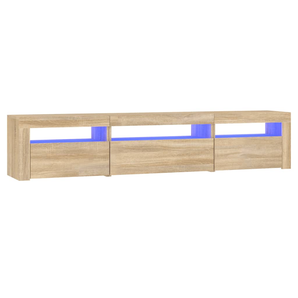 Tv-meubel met LED-verlichting 195x35x40 cm sonoma eikenkleurig is nu te koop bij PeponiXL, paradijselijk wonen!