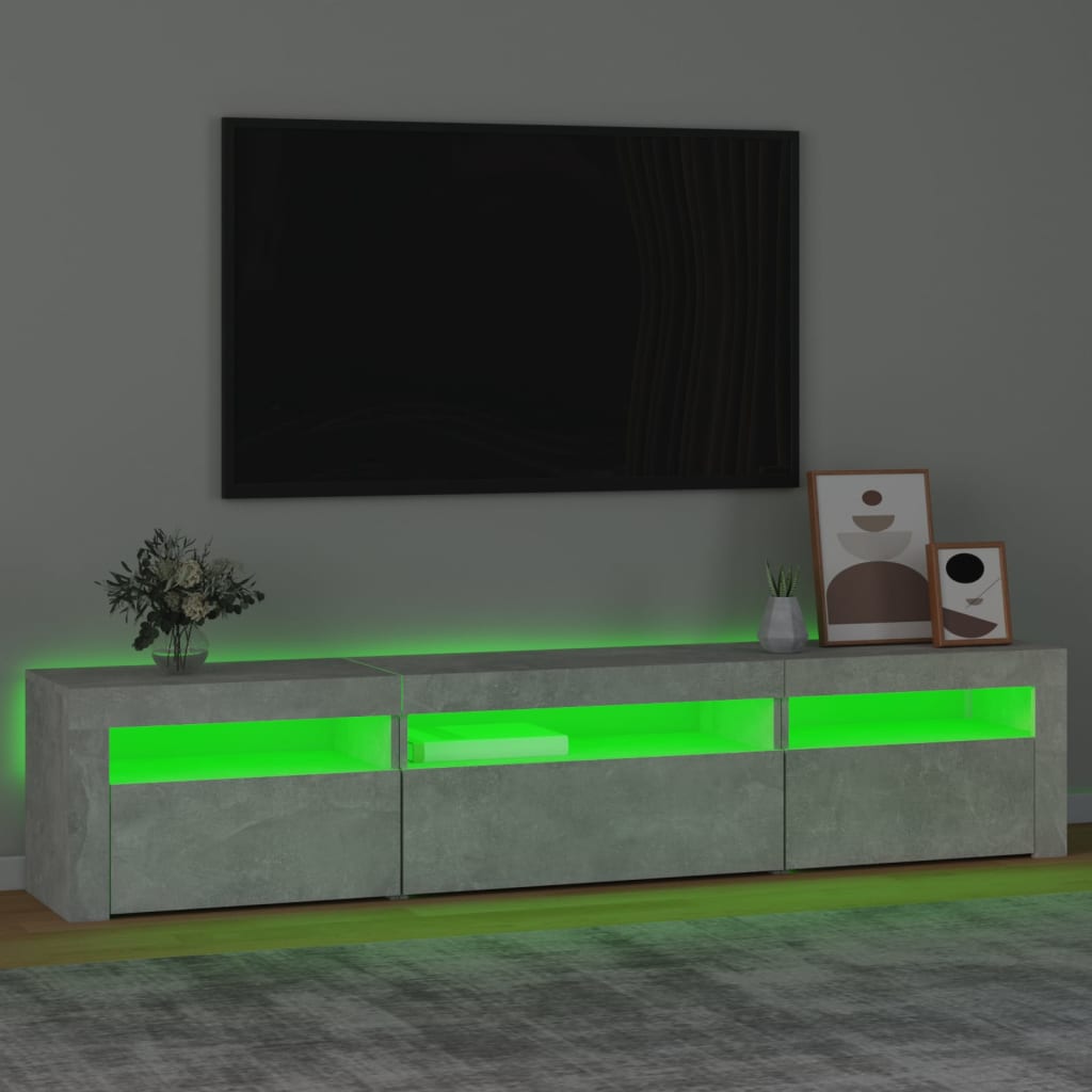 Tv-meubel met LED-verlichting 195x35x40 cm betongrijs is nu te koop bij PeponiXL, paradijselijk wonen!