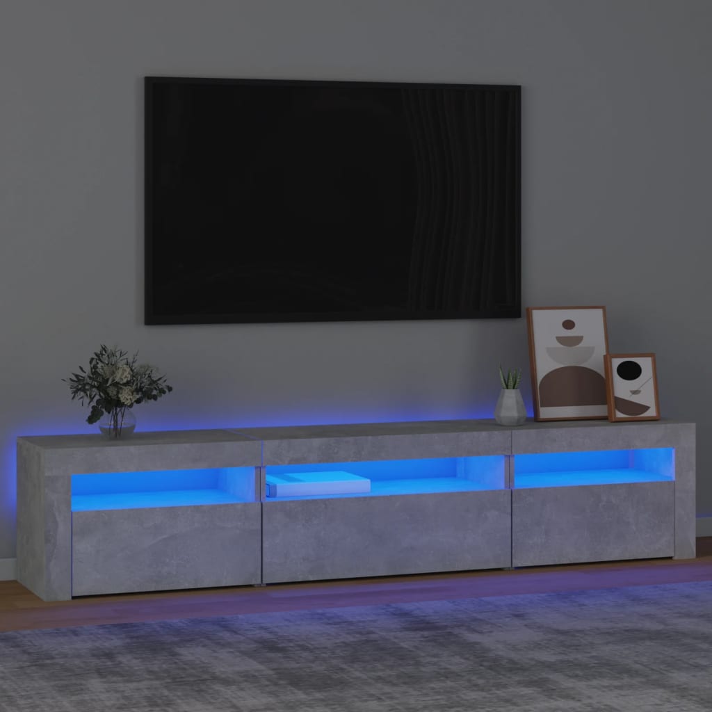 Tv-meubel met LED-verlichting 195x35x40 cm betongrijs is nu te koop bij PeponiXL, paradijselijk wonen!