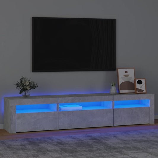 Tv-meubel met LED-verlichting 195x35x40 cm betongrijs is nu te koop bij PeponiXL, paradijselijk wonen!