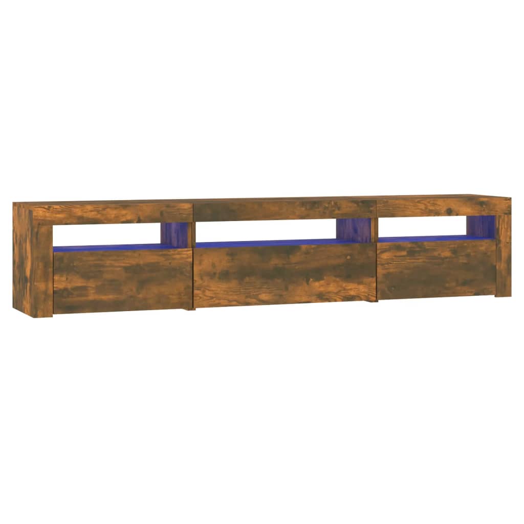 Tv-meubel met LED-verlichting 195x35x40 cm gerookt eikenkleurig is nu te koop bij PeponiXL, paradijselijk wonen!