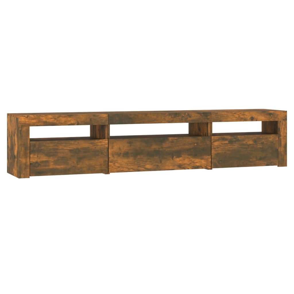 Tv-meubel met LED-verlichting 195x35x40 cm gerookt eikenkleurig is nu te koop bij PeponiXL, paradijselijk wonen!