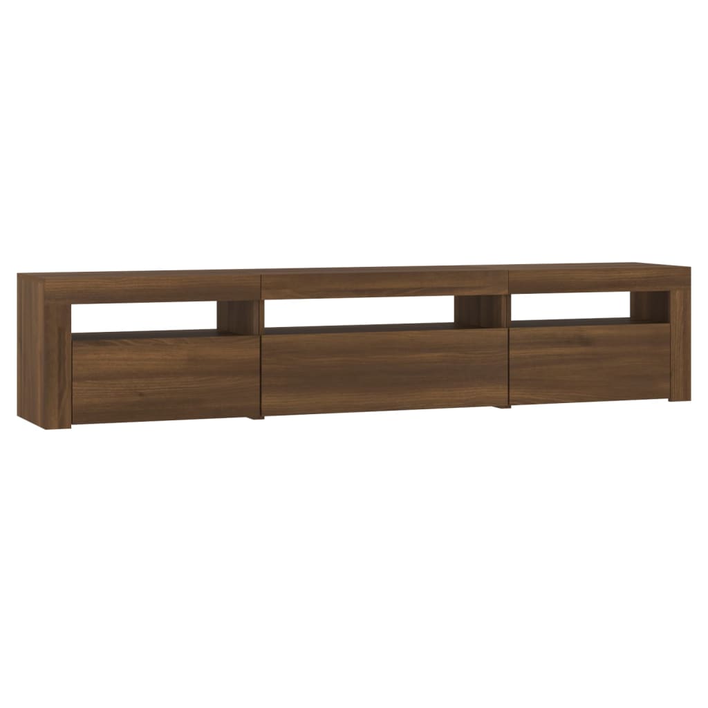 Tv-meubel met LED-verlichting 195x35x40 cm bruin eikenkleur is nu te koop bij PeponiXL, paradijselijk wonen!