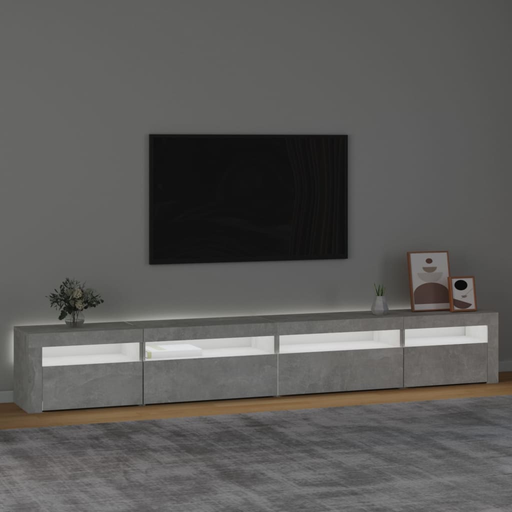 Tv-meubel met LED-verlichting 270x35x40 cm betongrijs is nu te koop bij PeponiXL, paradijselijk wonen!
