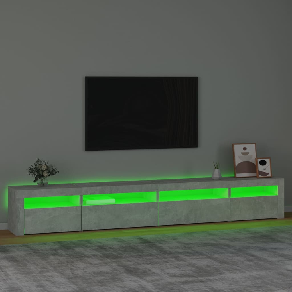 Tv-meubel met LED-verlichting 270x35x40 cm betongrijs is nu te koop bij PeponiXL, paradijselijk wonen!