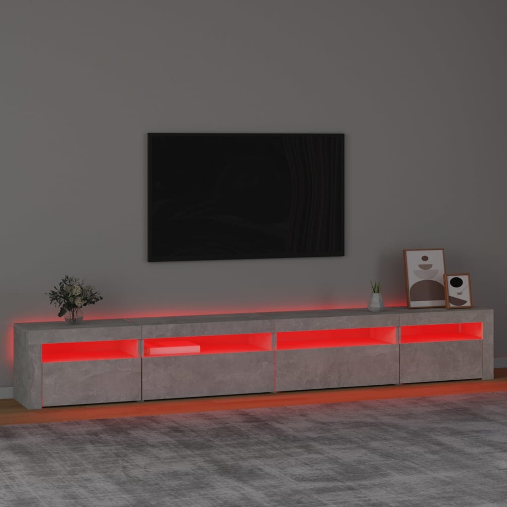 Tv-meubel met LED-verlichting 270x35x40 cm betongrijs is nu te koop bij PeponiXL, paradijselijk wonen!