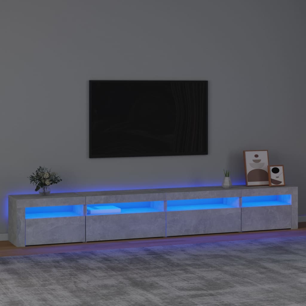 Tv-meubel met LED-verlichting 270x35x40 cm betongrijs is nu te koop bij PeponiXL, paradijselijk wonen!