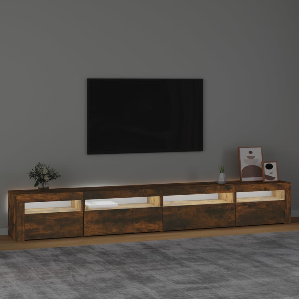 Tv-meubel met LED-verlichting 270x35x40 cm gerookt eikenkleurig is nu te koop bij PeponiXL, paradijselijk wonen!
