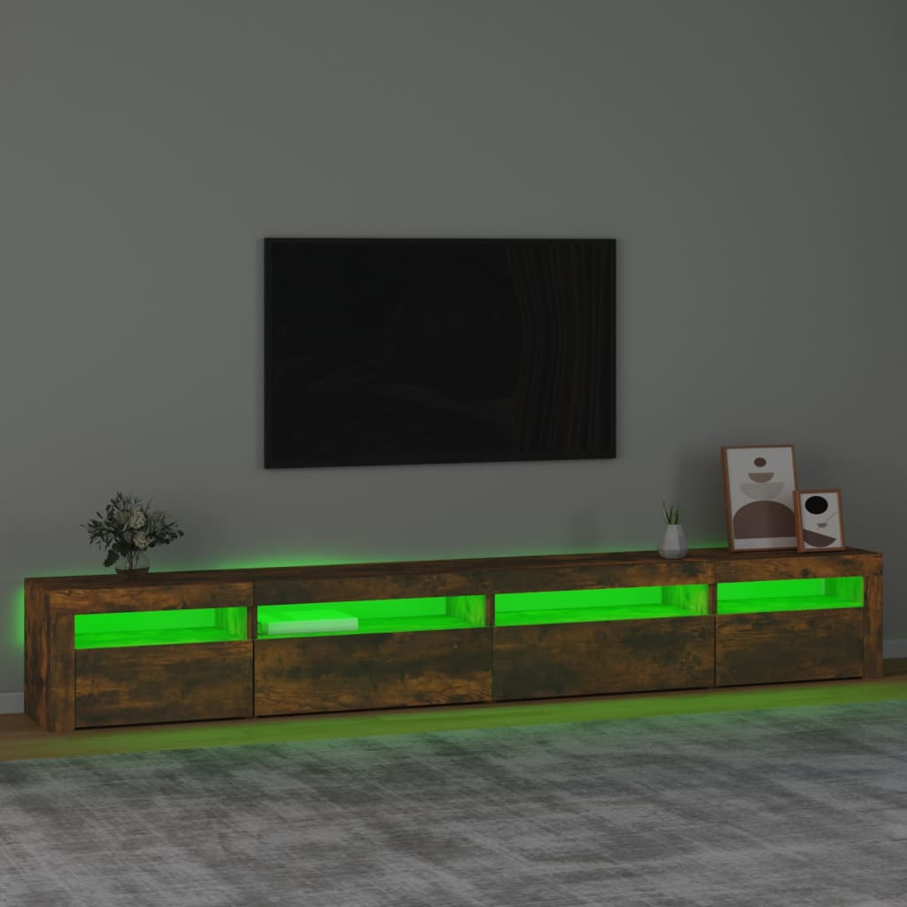 Tv-meubel met LED-verlichting 270x35x40 cm gerookt eikenkleurig is nu te koop bij PeponiXL, paradijselijk wonen!