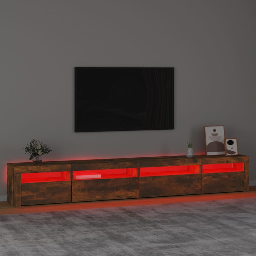 Tv-meubel met LED-verlichting 270x35x40 cm gerookt eikenkleurig is nu te koop bij PeponiXL, paradijselijk wonen!
