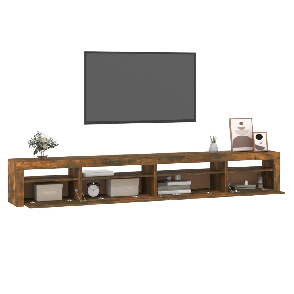 Tv-meubel met LED-verlichting 270x35x40 cm gerookt eikenkleurig is nu te koop bij PeponiXL, paradijselijk wonen!