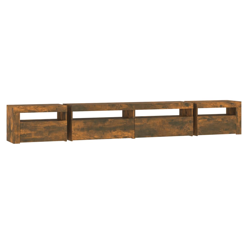 Tv-meubel met LED-verlichting 270x35x40 cm gerookt eikenkleurig is nu te koop bij PeponiXL, paradijselijk wonen!