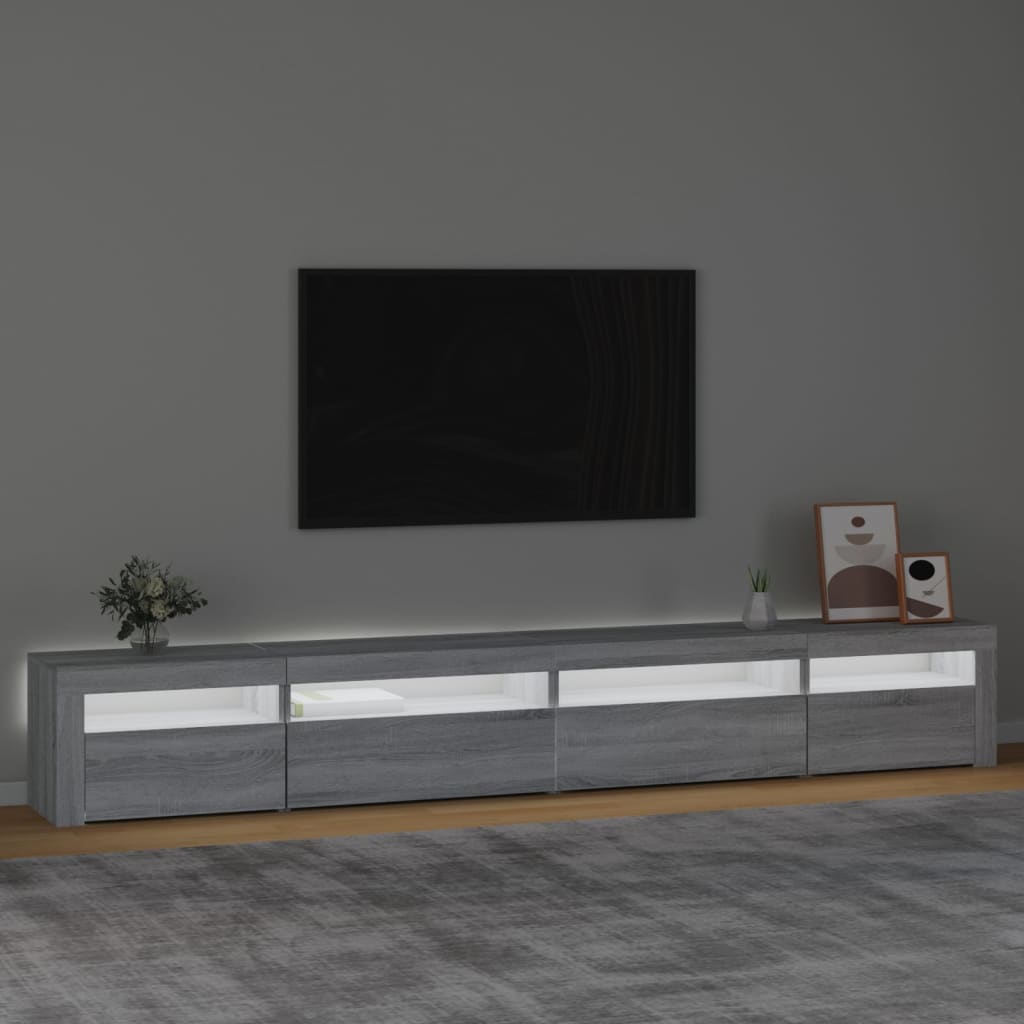 Tv-meubel met LED-verlichting 270x35x40 cm grijs sonoma eiken is nu te koop bij PeponiXL, paradijselijk wonen!
