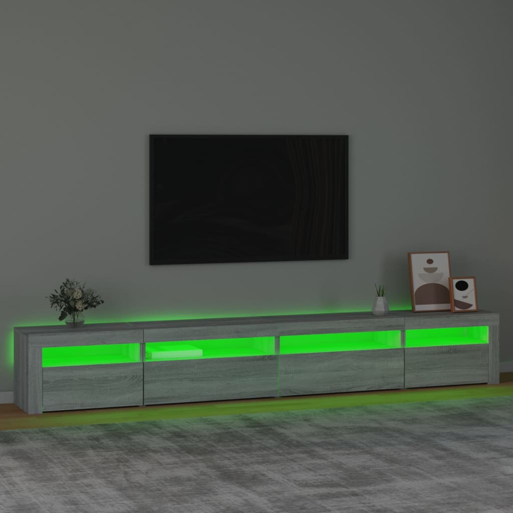 Tv-meubel met LED-verlichting 270x35x40 cm grijs sonoma eiken is nu te koop bij PeponiXL, paradijselijk wonen!