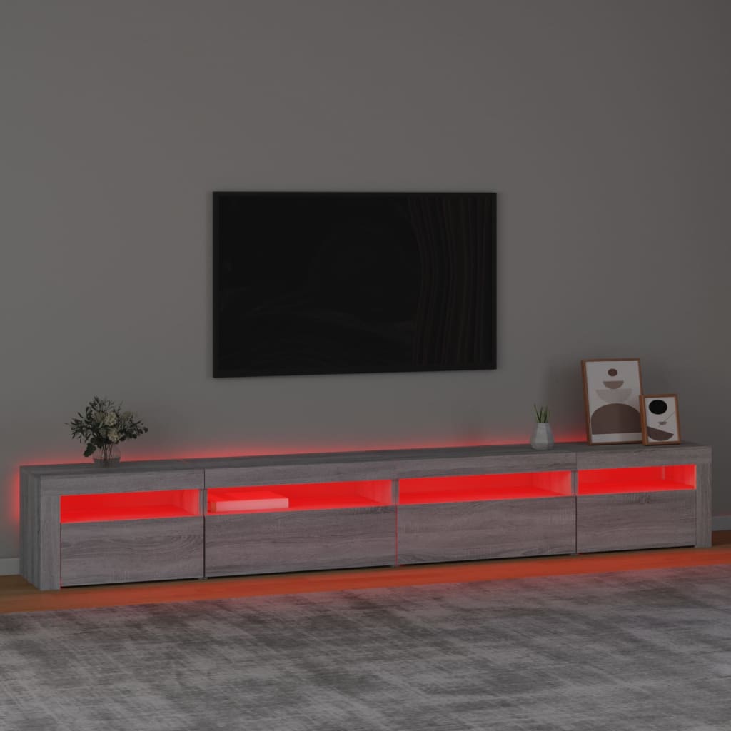 Tv-meubel met LED-verlichting 270x35x40 cm grijs sonoma eiken is nu te koop bij PeponiXL, paradijselijk wonen!