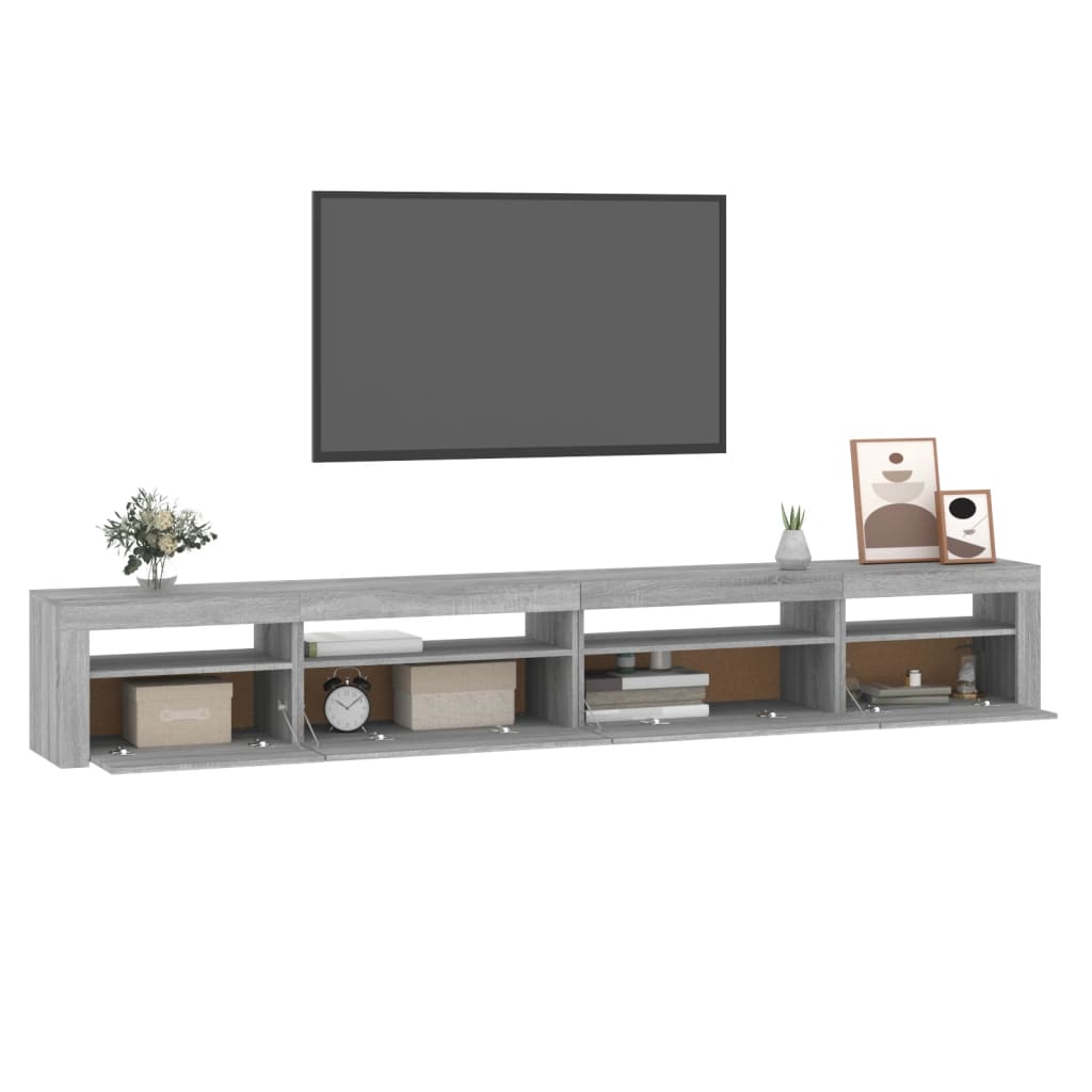 Tv-meubel met LED-verlichting 270x35x40 cm grijs sonoma eiken is nu te koop bij PeponiXL, paradijselijk wonen!