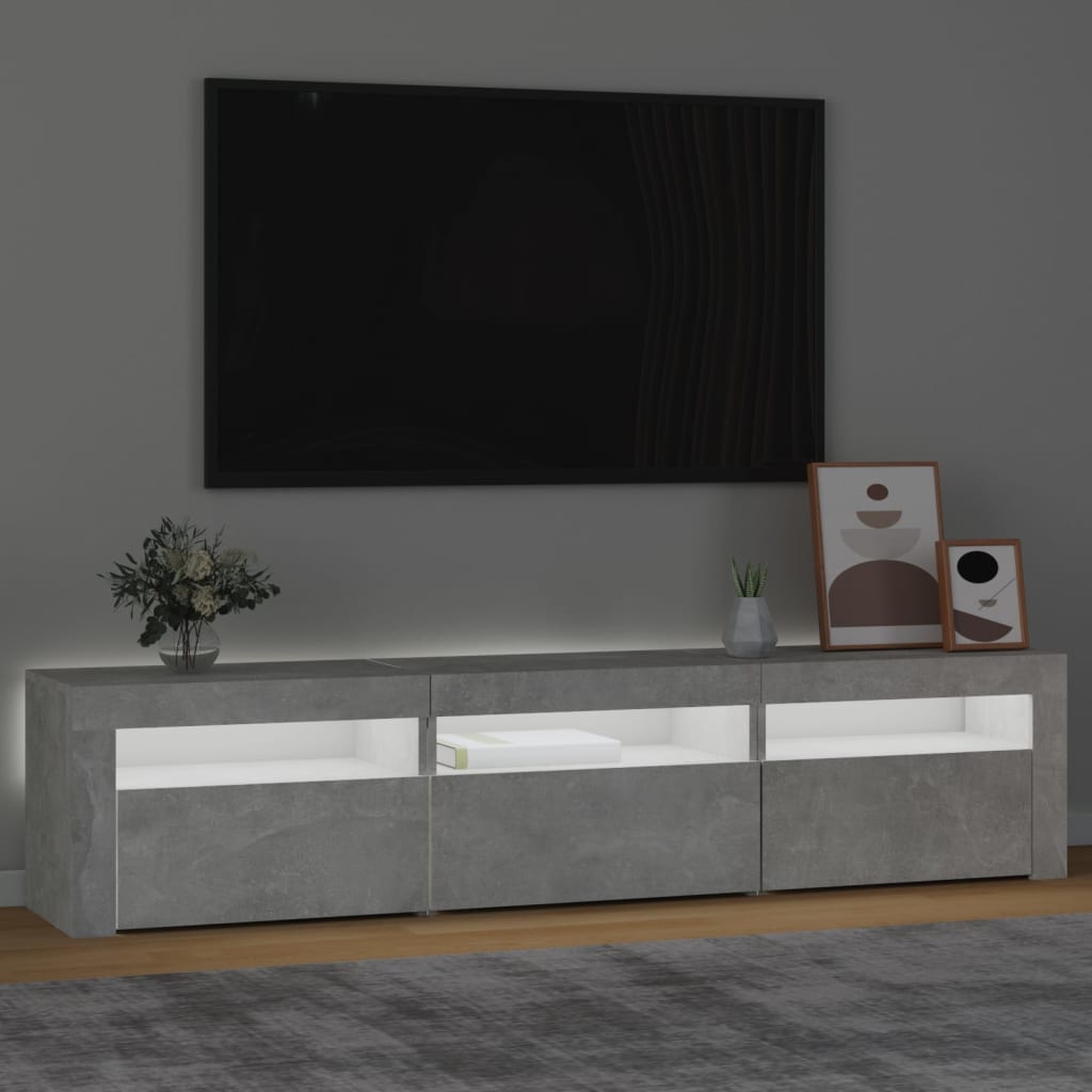 Tv-meubel met LED-verlichting 180x35x40 cm betongrijs is nu te koop bij PeponiXL, paradijselijk wonen!