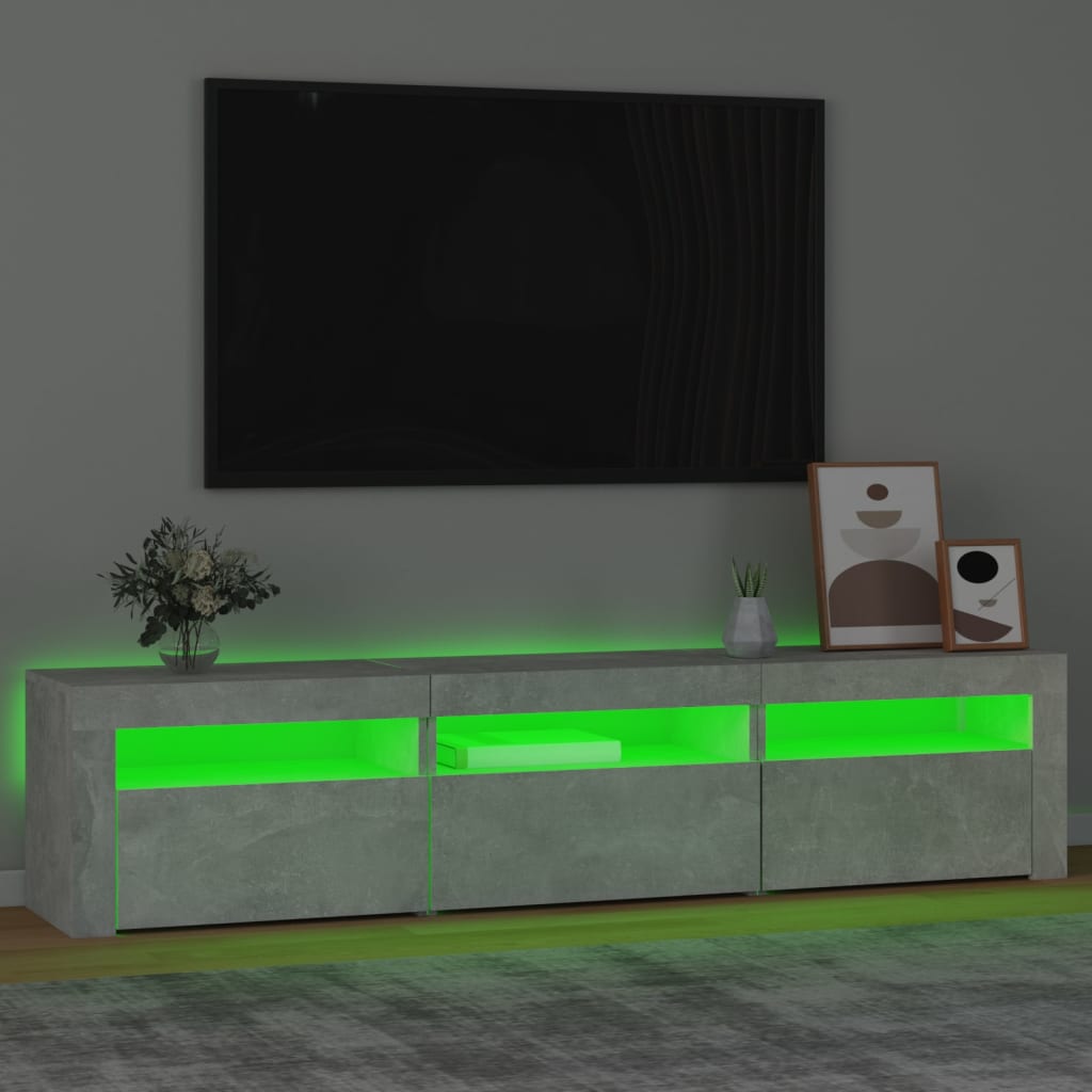 Tv-meubel met LED-verlichting 180x35x40 cm betongrijs is nu te koop bij PeponiXL, paradijselijk wonen!
