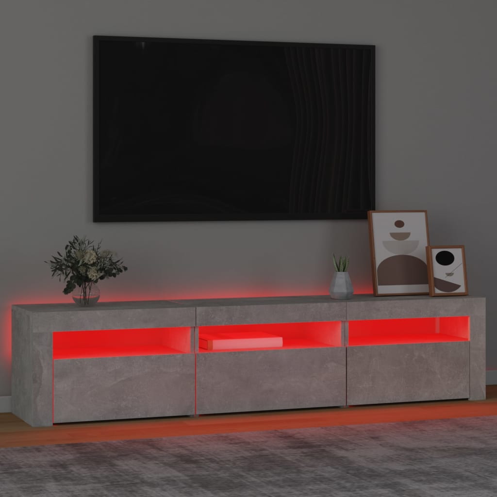 Tv-meubel met LED-verlichting 180x35x40 cm betongrijs is nu te koop bij PeponiXL, paradijselijk wonen!
