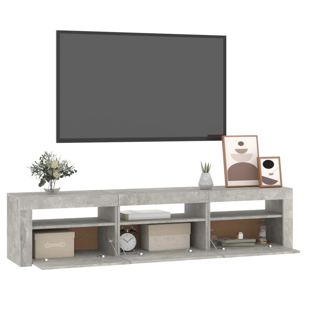 Tv-meubel met LED-verlichting 180x35x40 cm betongrijs is nu te koop bij PeponiXL, paradijselijk wonen!