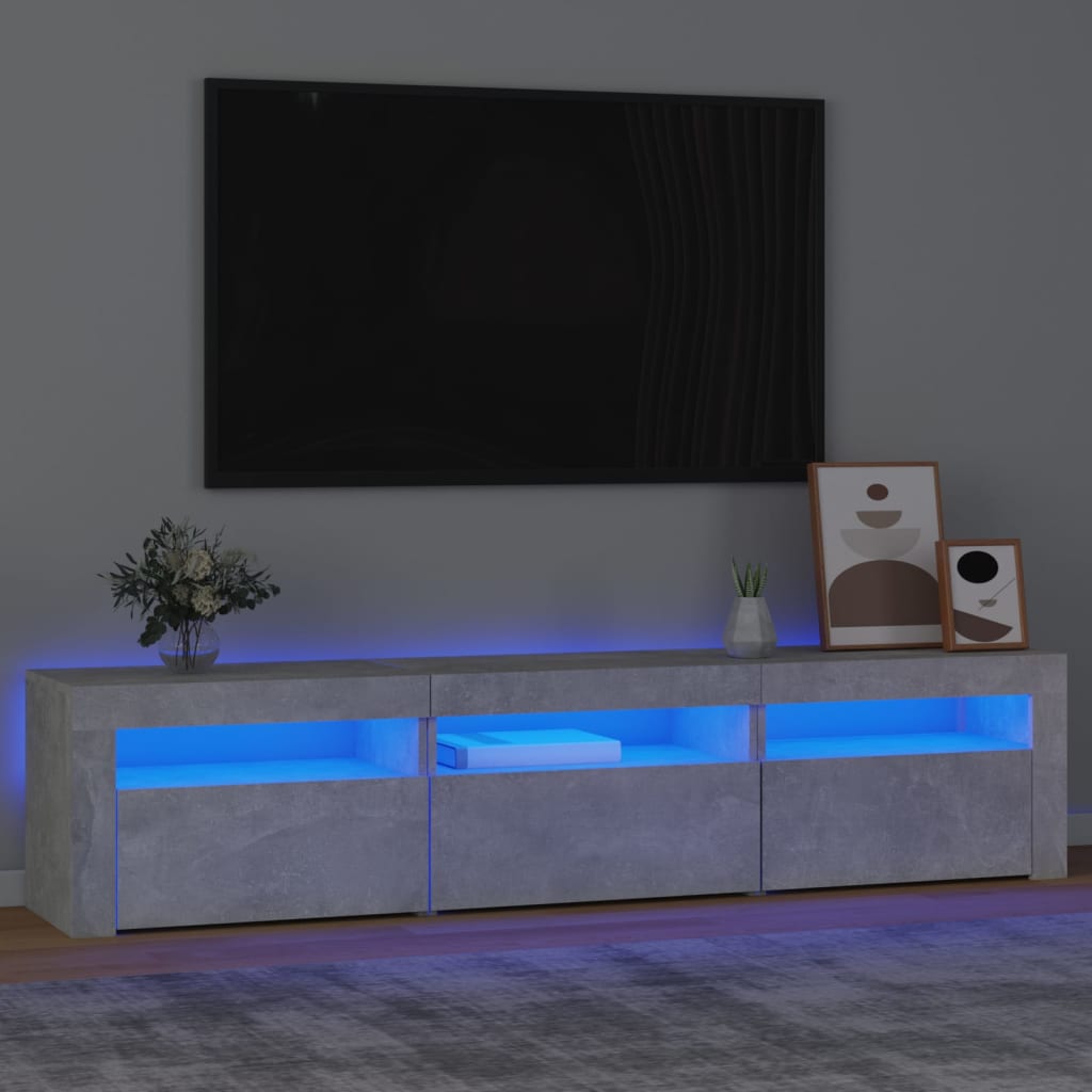 Tv-meubel met LED-verlichting 180x35x40 cm betongrijs is nu te koop bij PeponiXL, paradijselijk wonen!