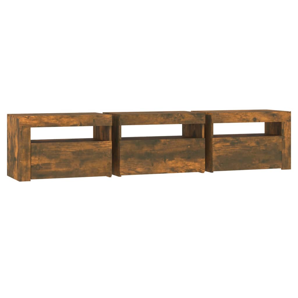 Tv-meubel met LED-verlichting 180x35x40 cm gerookt eikenkleurig is nu te koop bij PeponiXL, paradijselijk wonen!